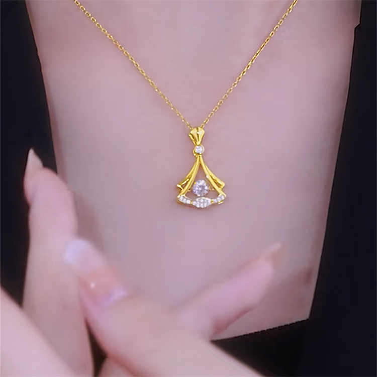 24K Gold Plated Rhinestone Decor Pendant Necklace